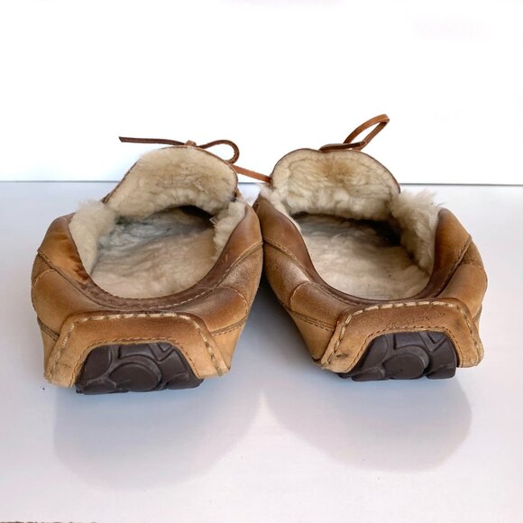 UGG "Bryon" Chestnut Suede Leather Slippers Men's Size 11 Slip On Moccasin - Picture 5 of 9